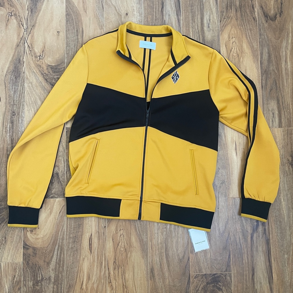 NWT Ovadia & Sons Track Jacket | Gold with black stripe detailing on sleeves | M